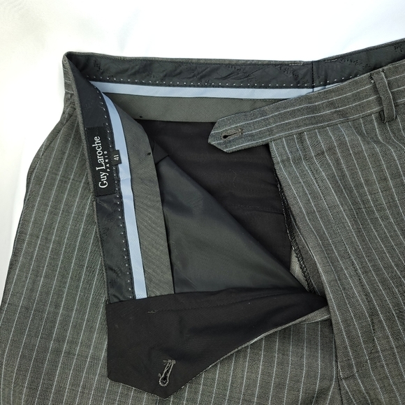 Guy Laroche Paris Two Piece Suit Chalk Stripe Wool Blend - Picture 7 of 12